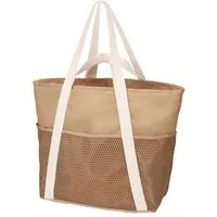 FOUORTUNATE-BEE Strandtasche Strandtasche mit Reißverschluss, Strandtasche Damen Große (Wasserdicht Faltbar, Mesh Badetasche, für Strand Reisen Urlaub)