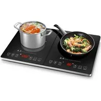 AMZCHEF Doppel-Induktionskochplatte DC08, 3500w, 10 Temperaturstufen, 3-Stunden-Timer, Sicherheitssperre