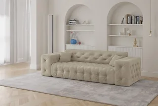 Sofa Designersofa CHANTAL 3-Sitzer in Stoff Moly Beige
