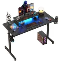 Bestier Gamingtisch 106cm Gaming Schreibtisch mit RGB-LED, 106cm Jugendschreibtisch (Gamer Tisch mit Tablett Ständer, Getränkehalter und Kopfhörerhaken), Ergonomischer Computertisch fur Spielzimmer