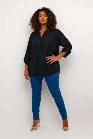 Langarm-Bluse Regular fit Black