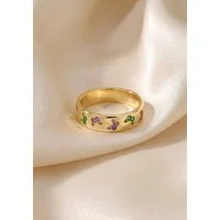 JOBO Fingerring Ring Schmetterling, 925 Silber vergoldet mit 24 Zirkonia