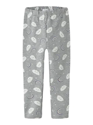 NAME IT - NMFDAVINA AOP SWE LEGGING BRU Grey Melange - Gr. - 122