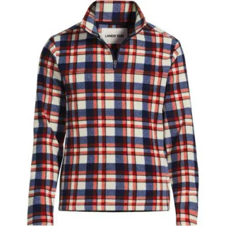Anyweather Fleece-Pullover mit Reißverschluss Gemustert für Herren, Herren, size: regular, Blau, Polyester, by Lands' End