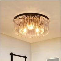 ZMH Deckenleuchte Wohnzimmer Schwarz E27 Deckenlampe Modern Kristall für Küche Büro, Hochwertige Design, ohne Leuchtmittel, Metall Schlafzimmerlampe Esszimmer Küche