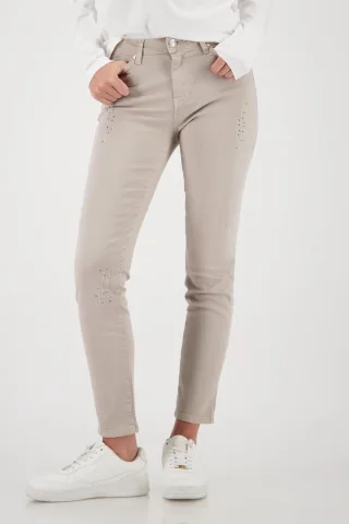 monari - Distressed Jeans mit Strasssteinen lattemacchiato - Gr. - 38