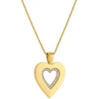 KARMA Kette mit Anhänger Damen Herz Gold 45 cm Zirkone Halskette (1-tlg., Geschenk für sie Damenschmuck), Herzkette für Frauen modern Damenhalskette