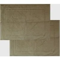 KH-Haushaltshandel Duschmatte 2er Pg. Badvorleger, Badematte Duschvorleger, ca, 50 x 70 cm, Füße, flauschig, saugstark, 750 Gr./m², Frottier, Uni einfarbig, 100% Baumwolle, Frottee, Baumwolle, Frottier Badteppich waschbar