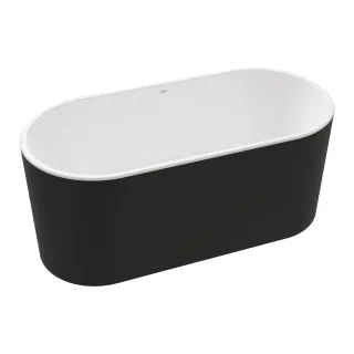 VitrA Geo freistehende Badewanne ovale Form 160 x 75 cm mit verdecktem Schwarz Matt,65360006028 65360006028