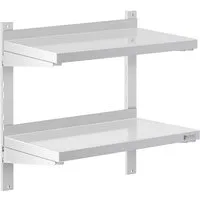 Royal Catering Hängeregal 60 x 30 cm Wandbord Doppel Wandregal Edelstahl Regal 2 Ablagen, verschiedene Größen