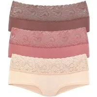Vivance Panty (3er-Pack) aus elastischer Baumwolle mit floraler Spitze