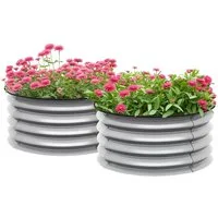 MC Star Hochbeet 2er-Set Hochbeet Pflanzenbeet, modulares Hochbett, 2 Stück (ohne Boden, Ø60 x 30 cm. Silber)