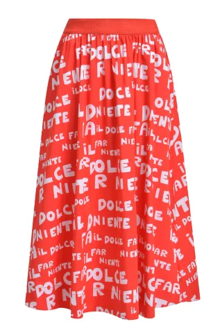 Milano Italy - midi skirt elastic wb red print - Gr. - 40