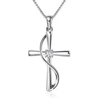 ELLAWIL Kreuzkette Damen Halskette mit Kreuzanhänger Jesus-Kreuz Zirconia Silberkette (Kettenlänge 45 cm, Sterling Silber 925), inklusive Geschenkschachtel