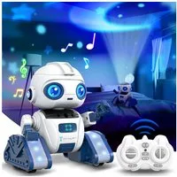 POPOLIC RC-Roboter Projektionsroboter mit Kopfprojektion, LED-Augen und Gestenerkennung (Kinderroboter, Interaktiver Licht- und Tanzbegleiter), Lichtshow-Roboter, Perfektes Geschenk für Kinder ab 3, 4, 5, 6 Jahren