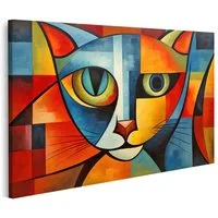 islandburner Leinwandbild Abstrakte Katze Malerei Stil Pablo Picasso Haustiere Kunst Bilder