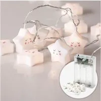 COZY HOME LED-Lichterkette Sternen Batterie und Stecker, 20 LED I 5m I Warmweiße LED-Stern Lichterkette I Kinderbett Bunt Deko