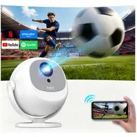 XGODY Gimbal A2 LCD Projektor LED beamer Full HD 1080P Unterstützt 4K Mini-Beamer (300 lm, 10000:1, 3840 x 2160 px, Bluetooth & WiFi 6, elektrischer Fokus, Projektionsgröße 35-130 Zoll)