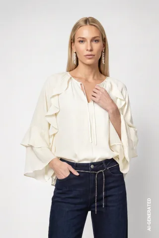 monari - Chiffon Bluse antique white - Gr. - 36