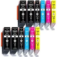 Druckerparadies 12er Multipack für Canon 580 581 XXL Druckerpatronen Set Tintenpatrone (12-tlg., TS6150 TS6151 TS6240 TS6241 TS6250 TS6251 TS6350 TS6351 TS705)