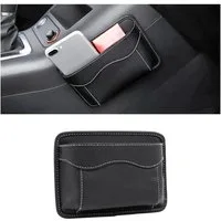 LuxusKollektion Auto-Rückenlehnentasche Seitentasche Autositz Mini-Organizer Leder Aufbewahrungstasche Schwarz