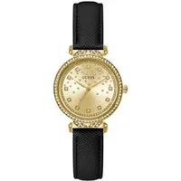 Guess Quarzuhr ENCHANTMENT GW0764L2, Armbanduhr, Damenuhr, Kristallsteine, Mineralglas, Lederarmband