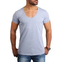 Young & Rich T-Shirt Herren Uni Basic extra tiefer Ausschnitt Unterziehshirt 1315 V-Ausschnitt unifarben kurzarm slim fit