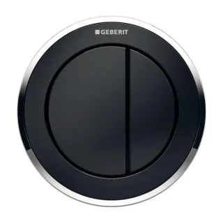 Geberit WC-Steuerung Typ 10 116057KM1 pneumatisch, 2-Mengen-Spülung, Badmöbel, Kunststoff, schwarz/hochglanz-verchromt