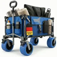 Xonic Bollerwagen TIREX by xonic® Bollerwagen Faltbar PU XL Rädern Fußbremse (Blau)