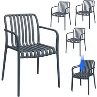 STEELSØN Gartenstuhl Pincoya wetterfest und UV-beständig (anthrazit, 4er Set), stapelbarer Balkonstuhl Kunststoff, verfügbar als 2er/4er/6er Set