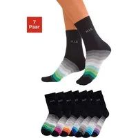 H.I.S Basicsocken Bunte Damen Baumwolll Socken, Atmungsaktiv & Bequem (Packung, 7-Paar, Gr. 31-34 bis Gr. 39-42) mit schwarzem Schaft