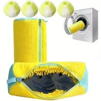Mutig Wäschesack 2 Stück Schuhwaschbeutel Waschmaschine, Wiederverwendbar (mit Reißverschluss, Plüsch Wäschesack, 360° Reinigungsflusen), Schutz für Schuhe, Sneaker, Tennisschuhe