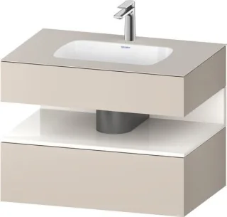 Duravit Qatego Einbauwaschtisch mit Konsolenwaschtischunterbau Taupe & Weiß Hochglanz & Matt 800x550 QA4785022910000