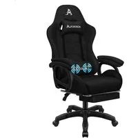 ALFORDSON Gaming-Stuhl mit Massage-Lordosenstütze, ergonomisch, mit Kopfstütze, höhenverstellbar, Stoffbezug, schwarz