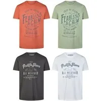 riverso T-Shirt Herren Printshirt RIVLeon Regular Fit (4-tlg) Kurzarm Tee Shirt mit Rundhalsausschnitt aus 100% Baumwolle