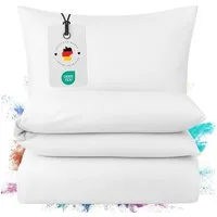 Carpe Sonno Bettwäsche Mako Satin 135x200 155x220 Baumwolle Bettzeug Einfarbig Bettwäsche Uni, Mako-Satin, 2 teilig, Ganzjahres Bettwaren Pflegeleicht Allergiker Bettbezug Uni Weiß