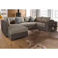 COLLECTION AB Wohnlandschaft John U-Form, B: 294 cm, Bettfunktion, Bettkasten, Regalelement & 2 Zierkissen, Federkern