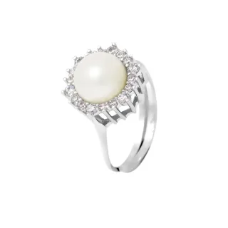 DIADEMA - Massiver Ring mit Süßwasserperle - Pure White Kollektion