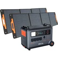 OSCAL Stromerzeuger Tragbare Powerstation, 3600W Dauerleistung (7200W Spitze),3600Wh Akku, 7,2 in kW, (1-tlg., Powerstation), Mit 2*200w Solarpanel Solargenerator für Camping,Wohnmobile & Notfälle