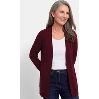GOLDNER Strickjacke Elegante Strickjacke mit Kaschmir Longjacke ohne Verschluss mit aufgesetzten Taschen und Langarm