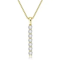ROUGEMONT Silberkette Funkelnde Moissanit Damen Halskette -925 Sterling Silber 18K Gold, Echtschmuck mit Echtheitszertifikat