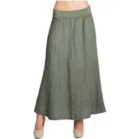 Caspar Faltenrock RO019 Damen langer Maxi Sommer Leinenrock mit figurfreundlichem Stretch Bund - Made in Italy