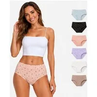 EloModa Taillenslip Damen Slips 6er Pack Baumwolle – bequem & atmungsaktiv (6-St) atmungsaktiv, hautfreundlich, elastisch, formbeständig