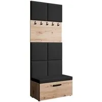 Beautysofa Garderobenschrank MARGARET I mit gepolsterten Paneelen und Kleiderhaken
