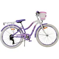 Volare Kinderfahrrad 24 ZOLL Kinder Mädchen Fahrrad Kinderfahrrad Rad LOVELY 7 Gänge 24125, 7 Gang Shimano, Kettenschaltung, 7 Gänge, Korb, Seitenständer, Gepäckträger