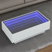 vidaXL Couchtisch, LED-Couchtisch Weiß 90x50x30 cm Holzwerkstoff