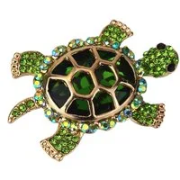 Ella Jonte Brosche, Stilvolle Schildkröten-Brosche mit funkelnden Strasssteinen, Ziernadel