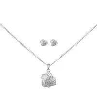 ALEXANDER YORK Schmuckset 925 Sterling Silber, Schmuckset, Halskette, Ohrstecker, GLÜCKSKNOTEN, 4-tlg.