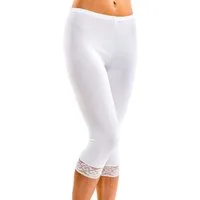 HERMKO Leggings 5722 ¾ l ang mit Spitze, Bio-Baumwolle/Elastan mit Umschlagbund