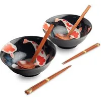WestCraft Suppenschale Koi-Bowls ASIATICA, Ramen Bowl Schalen aus Porzellan, versch. Größen, Porzellan, Hochwertig, asiatische Reis-, Nudel-, Tapas-, Udon-, Müsli-Schüssel